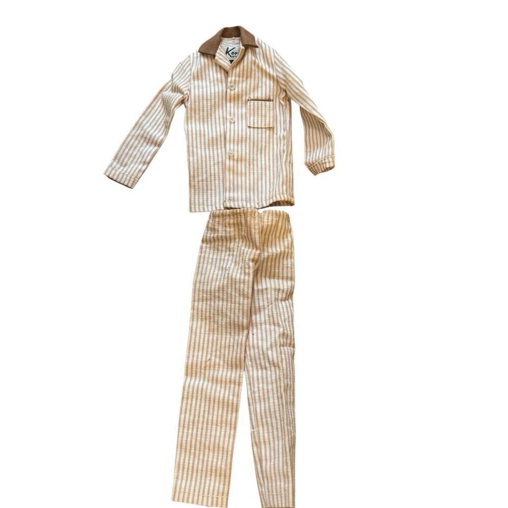 Vintage '62-'63 Barbie Ken Doll #781 Brown Sleeper Set Striped Pajamas